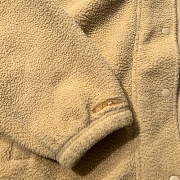 Hudson Bay HBC Stripes Beige Women's Faux Shearling Teddy Jacket Zip Up M - Picture 8 of 11